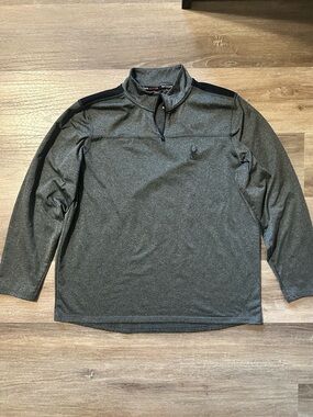 Spyder Active Men’s Quarter‑Zip Pullover – Gray w/ Black Shoulders – Size L
